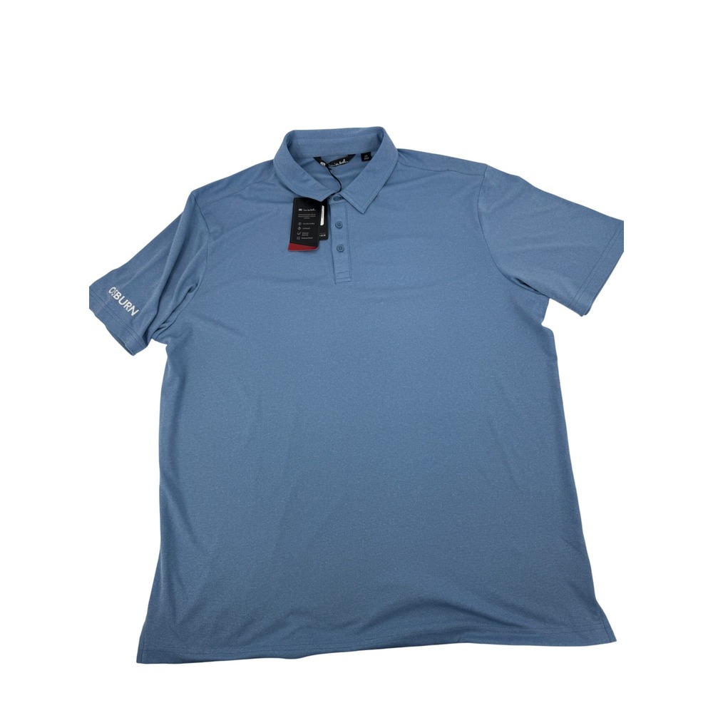 Travis Mathew Coto Performance Polo Mens 2XL NWT Blue Heathered Golf embroider